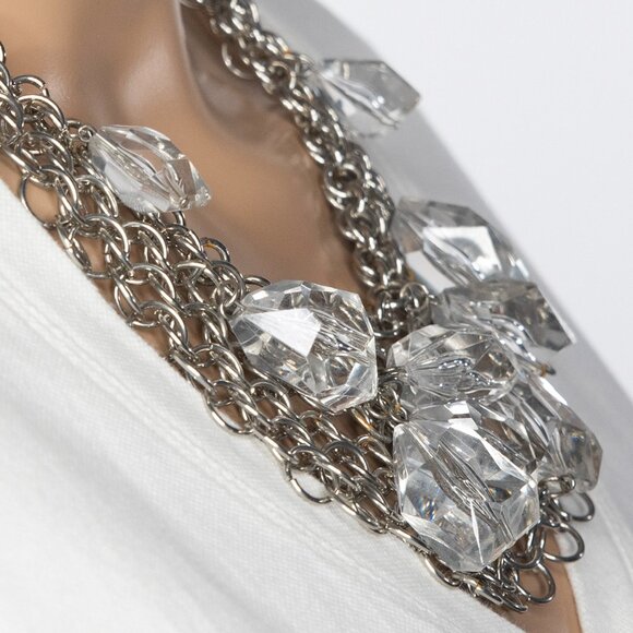 Chains Metal Circles And Clear Large Beads Cosplay Medieval Chainmail Necklace - Picture 6 of 11